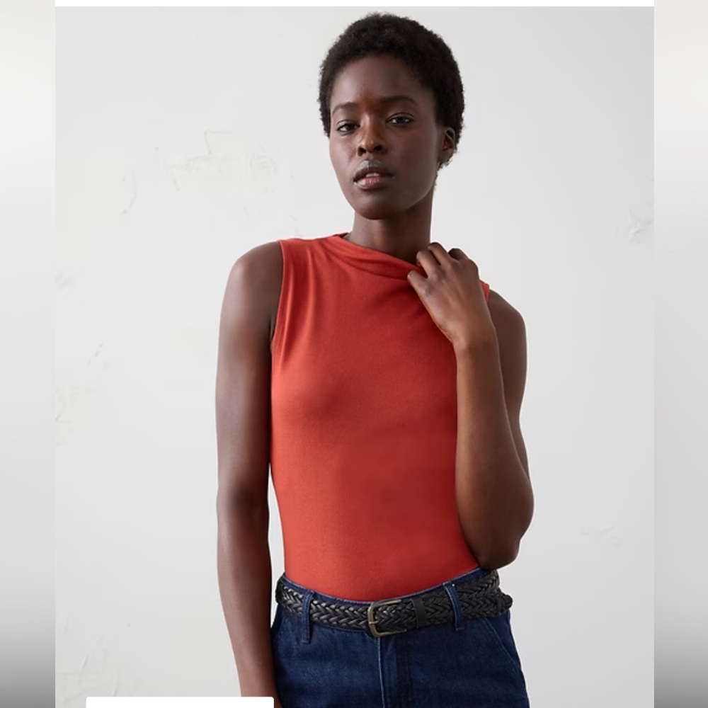 Banana Republic Factory SOFT LUXE MOCK-NECK TOP Sleeveless Color Embers Size XS